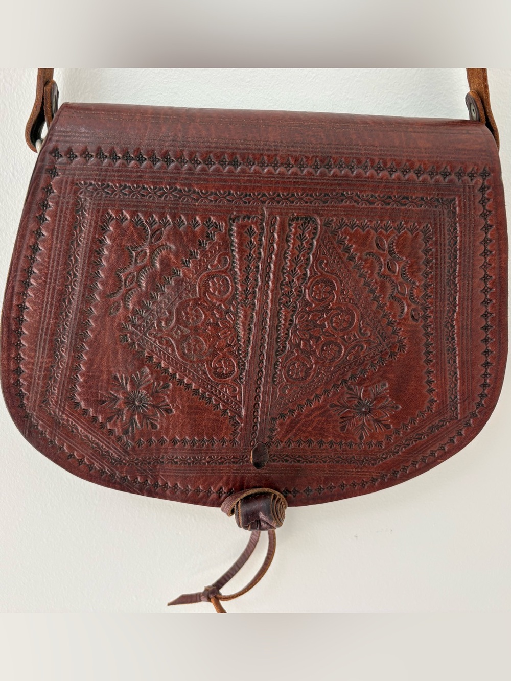 Handtooled Handcrafted Brown Leather Purse